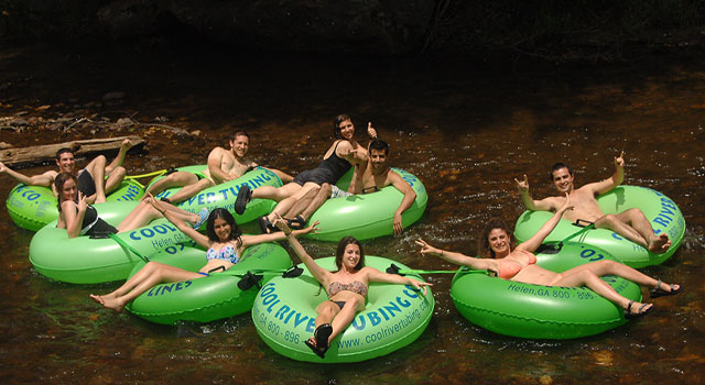 Tubers on the river