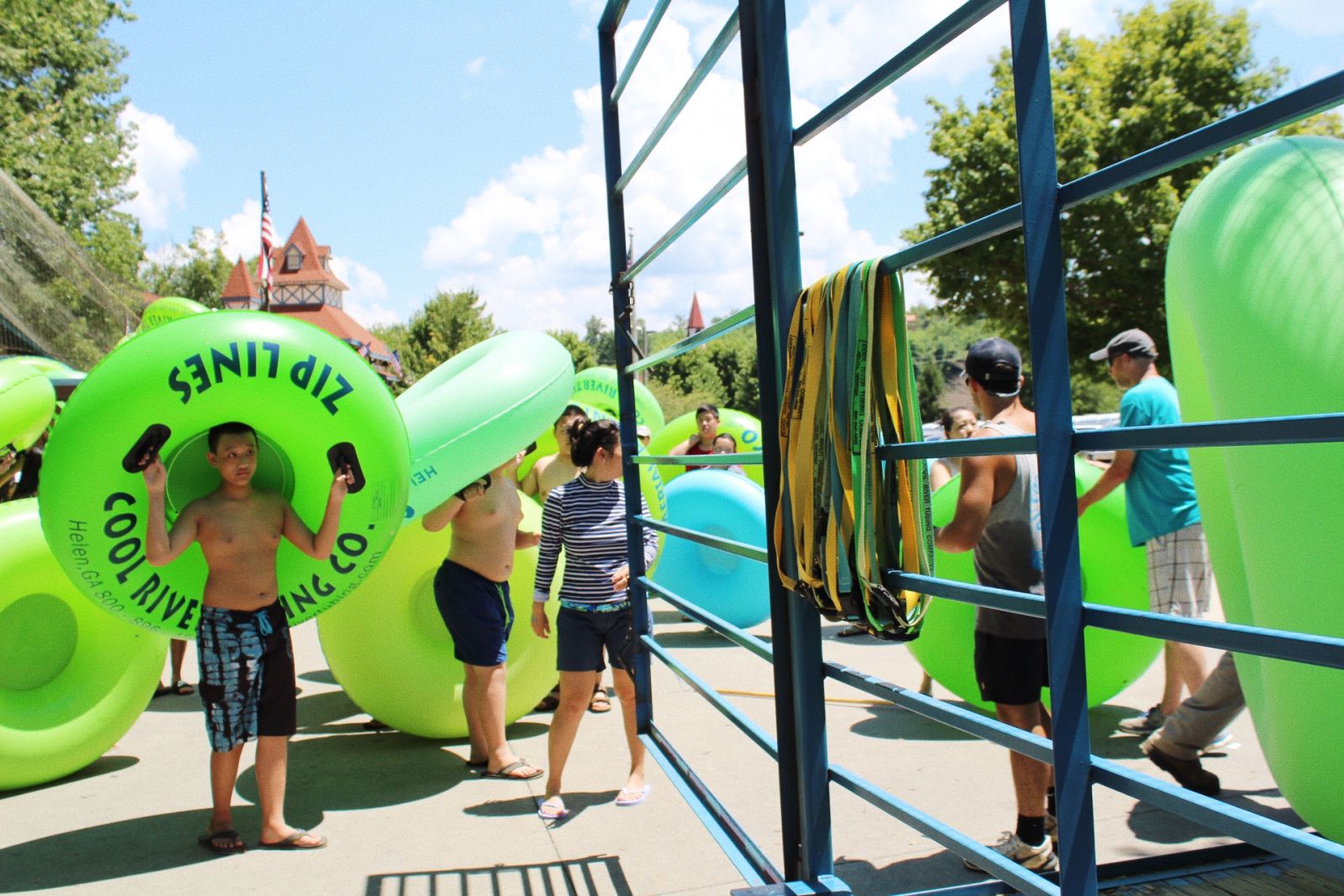 Tubers getting on bus
