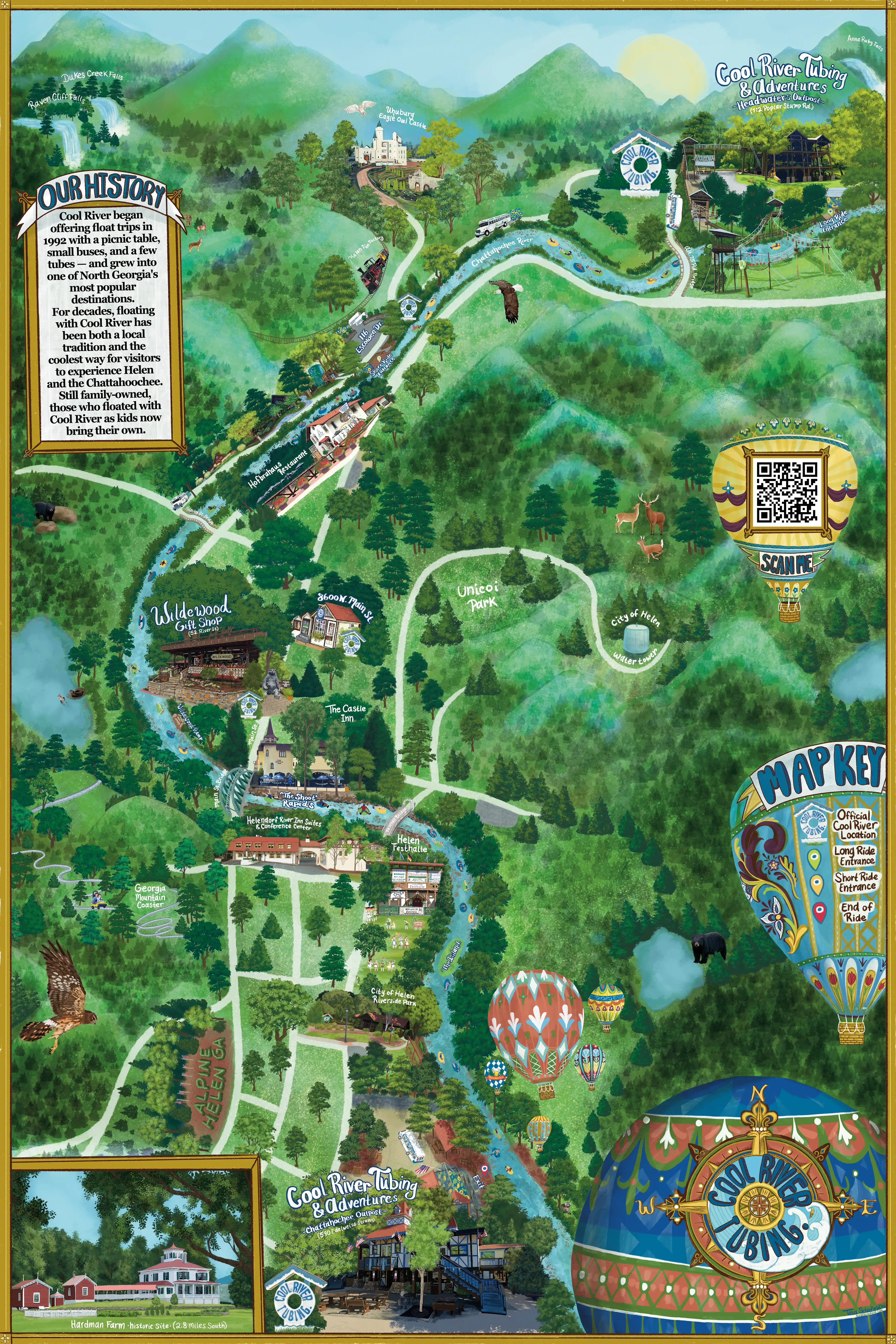 Illustrated Cool River Tubing map